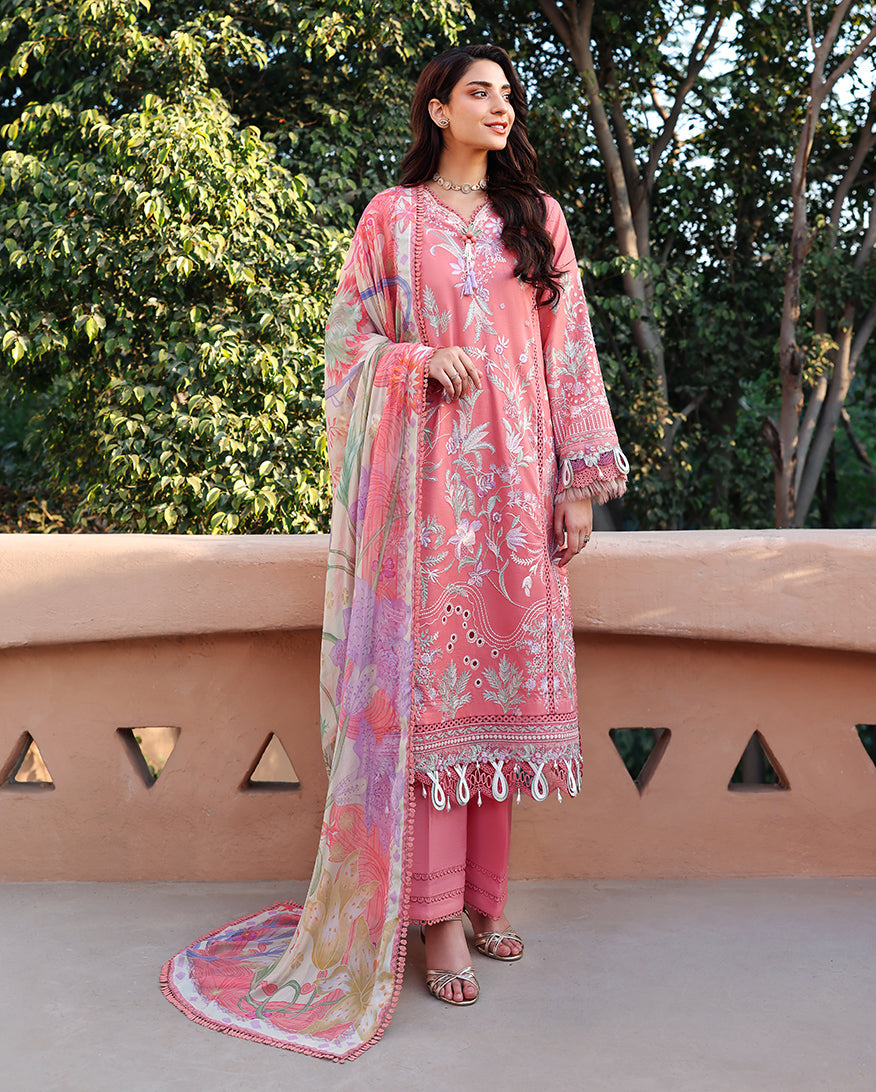 Roheenaz Summer Reverie Embroidered Lawn Unstitched 3Pc Suit - Velora