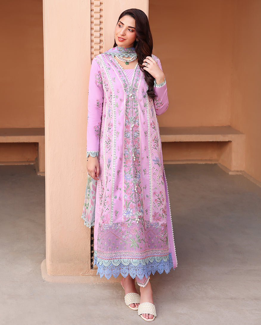Roheenaz Summer Reverie Embroidered Lawn Unstitched 3Pc Suit - Ardor