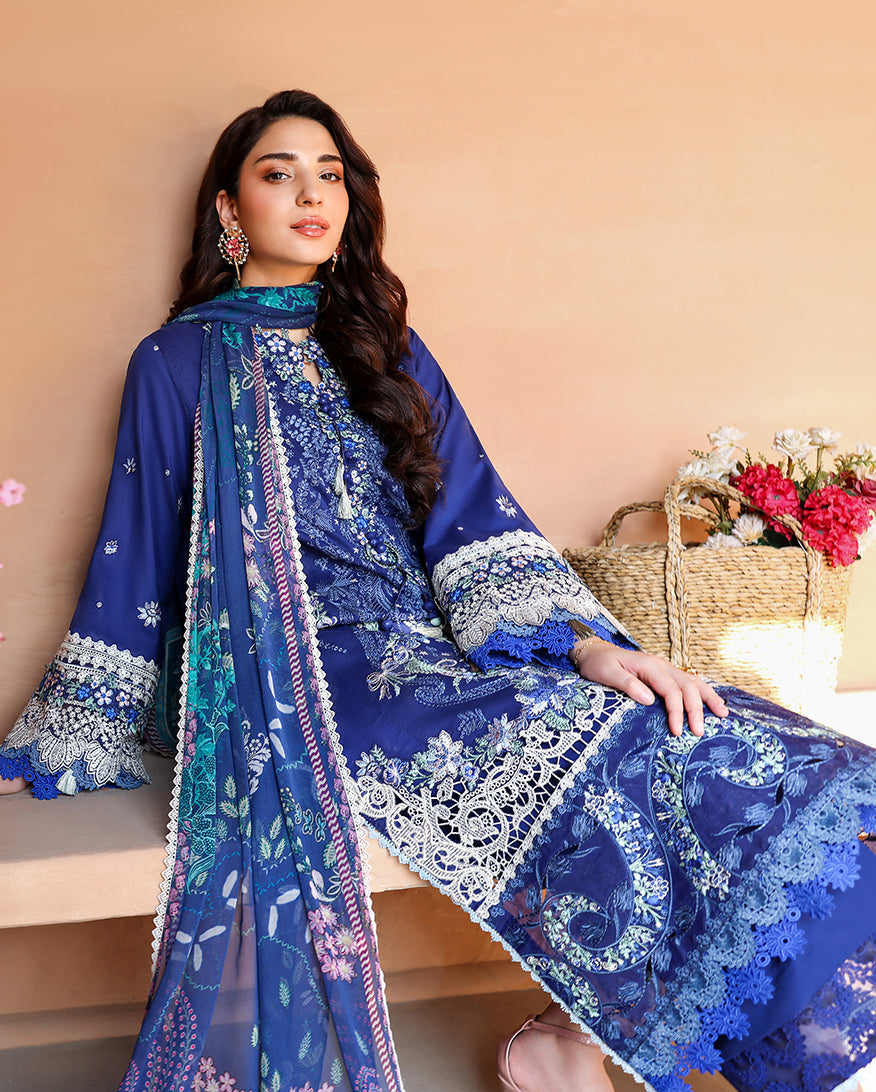 Roheenaz Summer Reverie Embroidered Lawn Unstitched 3Pc Suit - Lunara