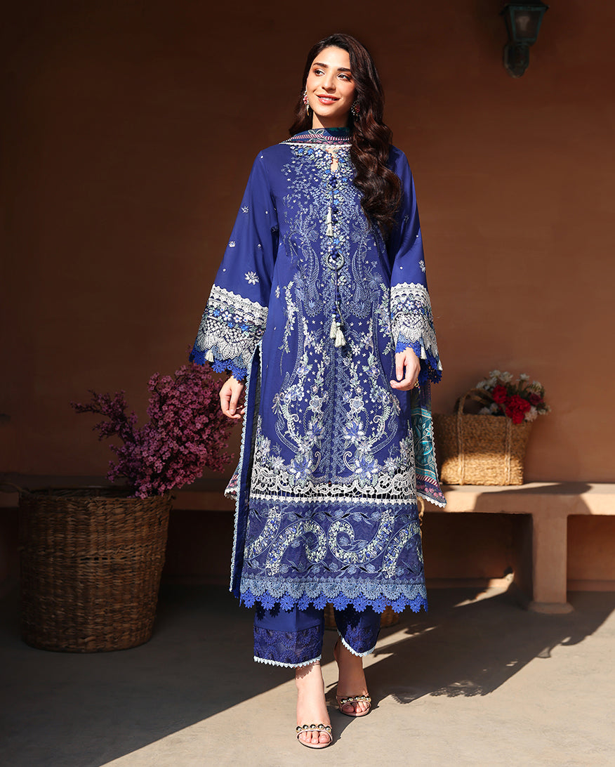 Roheenaz Summer Reverie Embroidered Lawn Unstitched 3Pc Suit - Lunara
