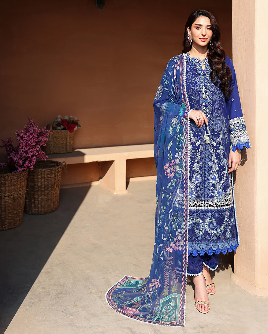 Roheenaz Summer Reverie Embroidered Lawn Unstitched 3Pc Suit - Lunara