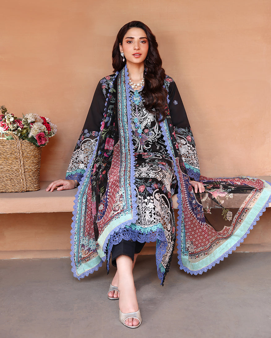 Roheenaz Summer Reverie Embroidered Lawn Unstitched 3Pc Suit - Virella