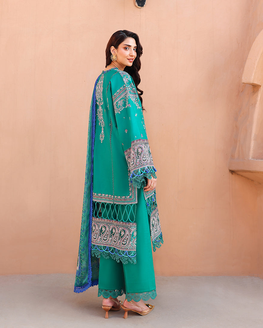 Roheenaz Summer Reverie Embroidered Lawn Unstitched 3Pc Suit - Moonveil