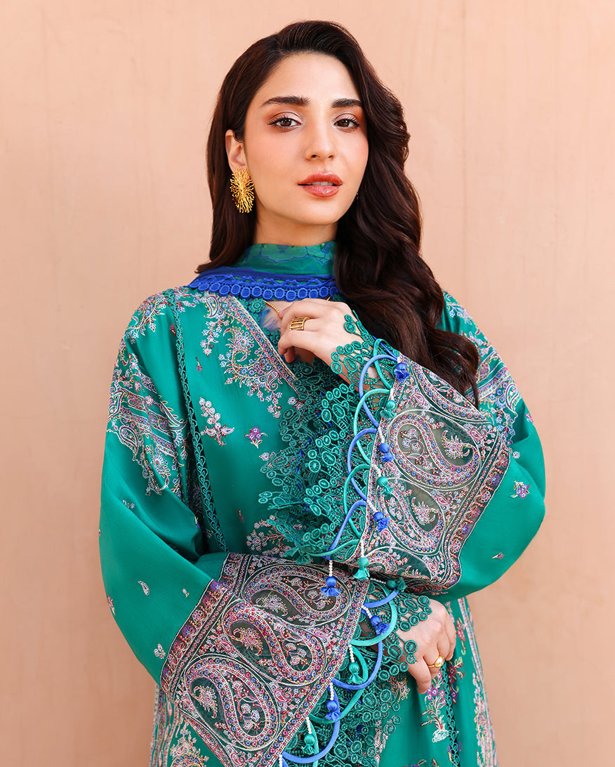 Roheenaz Summer Reverie Embroidered Lawn Unstitched 3Pc Suit - Moonveil