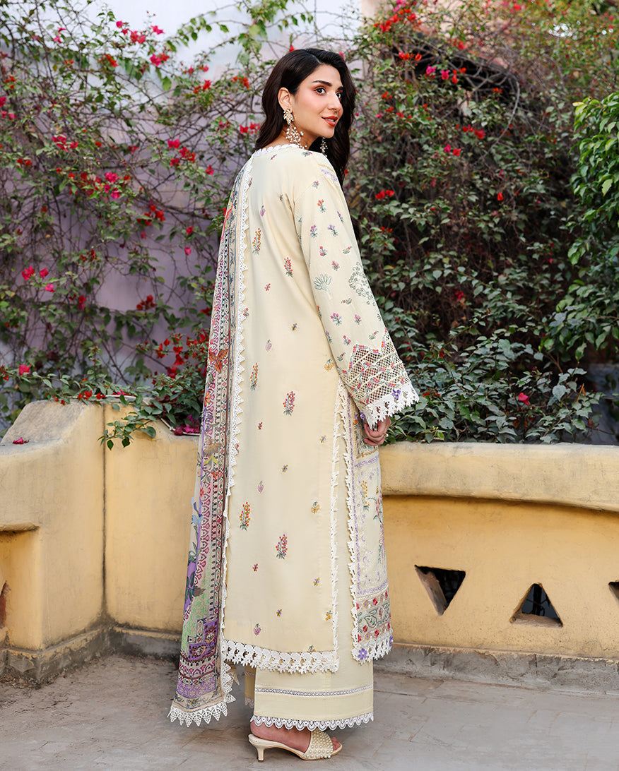 Roheenaz Summer Reverie Embroidered Lawn Unstitched 3Pc Suit - Isolde