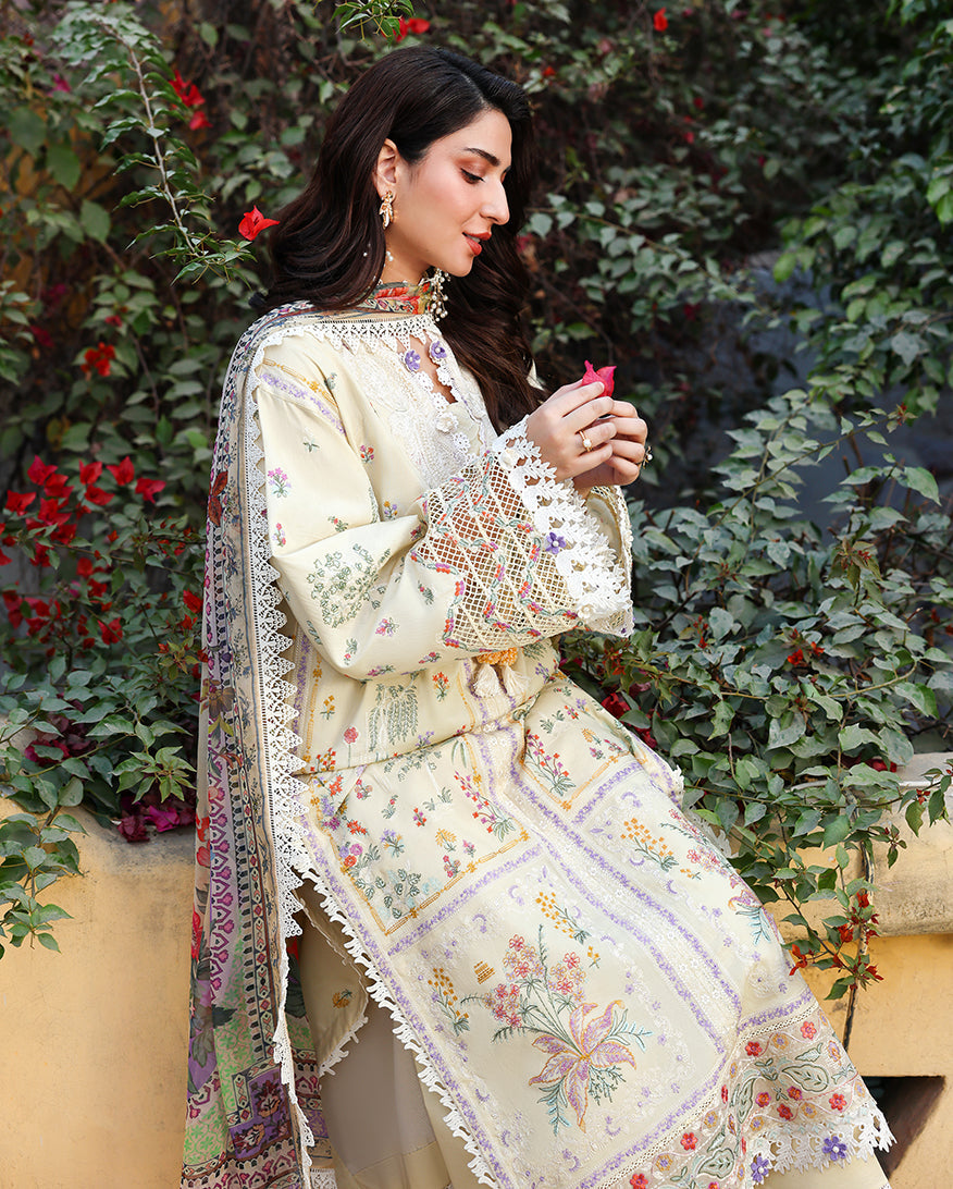 Roheenaz Summer Reverie Embroidered Lawn Unstitched 3Pc Suit - Isolde