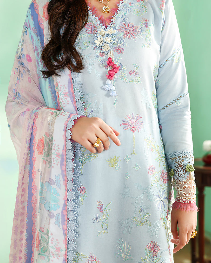 Roheenaz Summer Reverie Embroidered Lawn Unstitched 3Pc Suit - Solenne