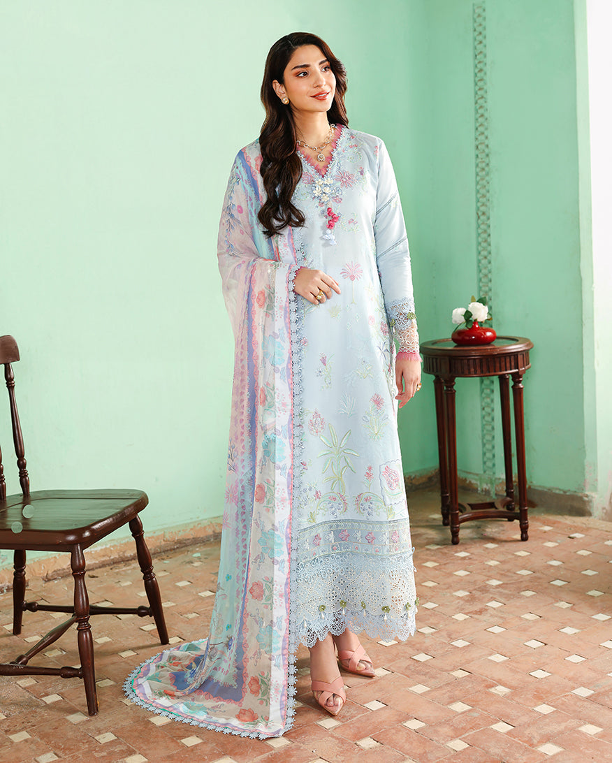 Roheenaz Summer Reverie Embroidered Lawn Unstitched 3Pc Suit - Solenne