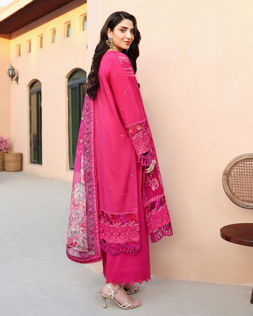 Roheenaz Summer Reverie Embroidered Lawn Unstitched 3Pc Suit - Ivoria