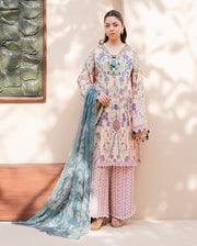 Roheenaz Summer in Bloom Printed Lawn Unstitched 3Pc Suit - ROSEWOOD BLOOM