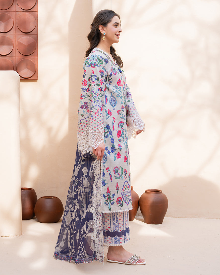 Roheenaz Summer in Bloom Printed Lawn Unstitched 3Pc Suit - ROSETTE
