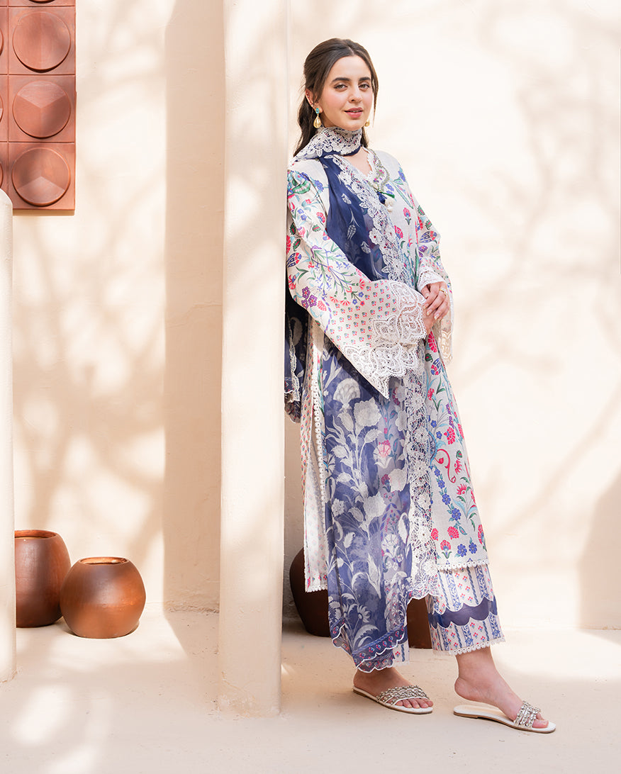 Roheenaz Summer in Bloom Printed Lawn Unstitched 3Pc Suit - ROSETTE