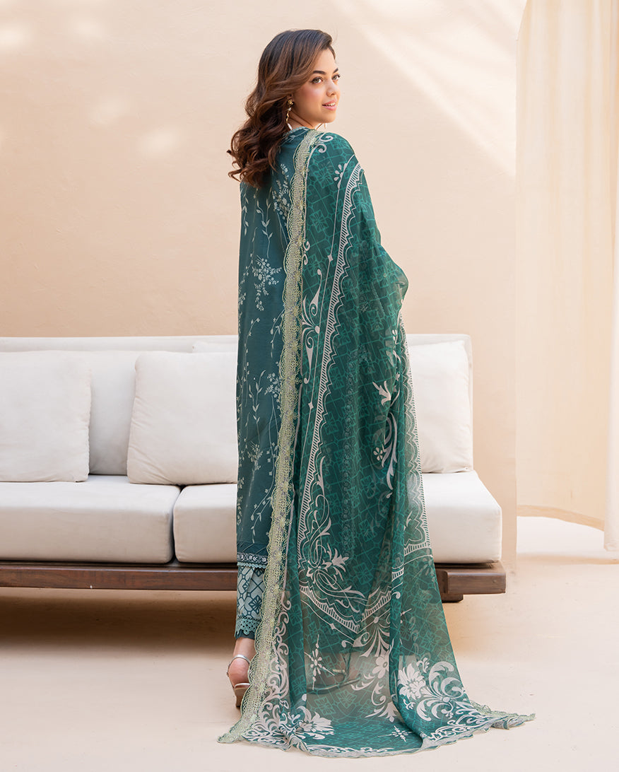 Roheenaz Summer in Bloom Printed Lawn Unstitched 3Pc Suit - GARDENIA VEIL