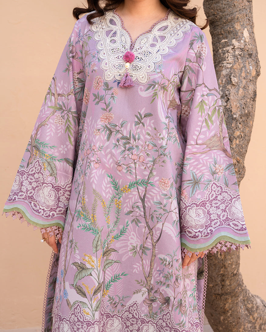 Roheenaz Summer in Bloom Printed Lawn Unstitched 3Pc Suit - ROSE VEIL