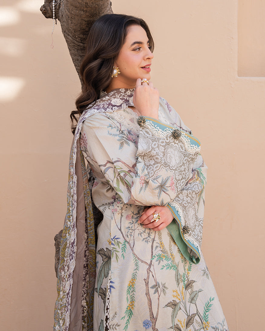 Roheenaz Summer in Bloom Printed Lawn Unstitched 3Pc Suit - FLORA GRACE