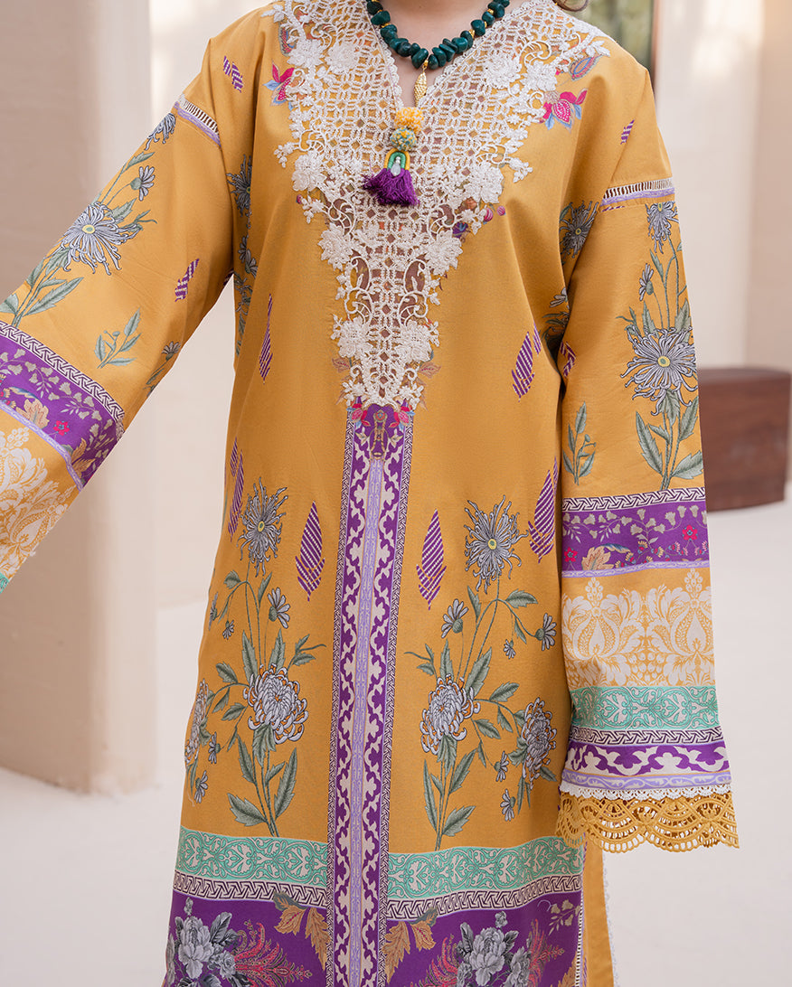 Roheenaz Summer in Bloom Printed Lawn Unstitched 3Pc Suit - CAMELLIA CHARM