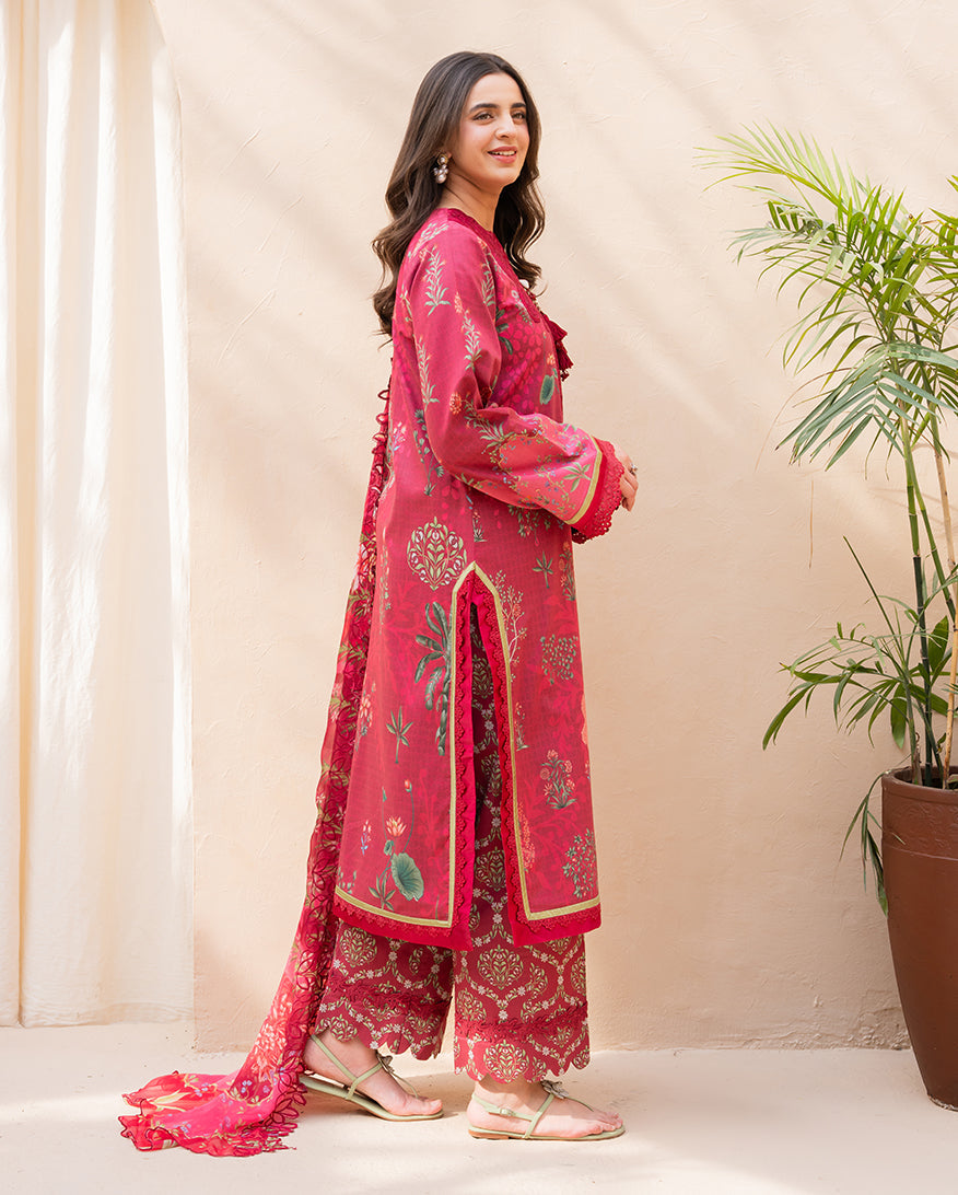 Roheenaz Summer in Bloom Printed Lawn Unstitched 3Pc Suit - FLORA POP