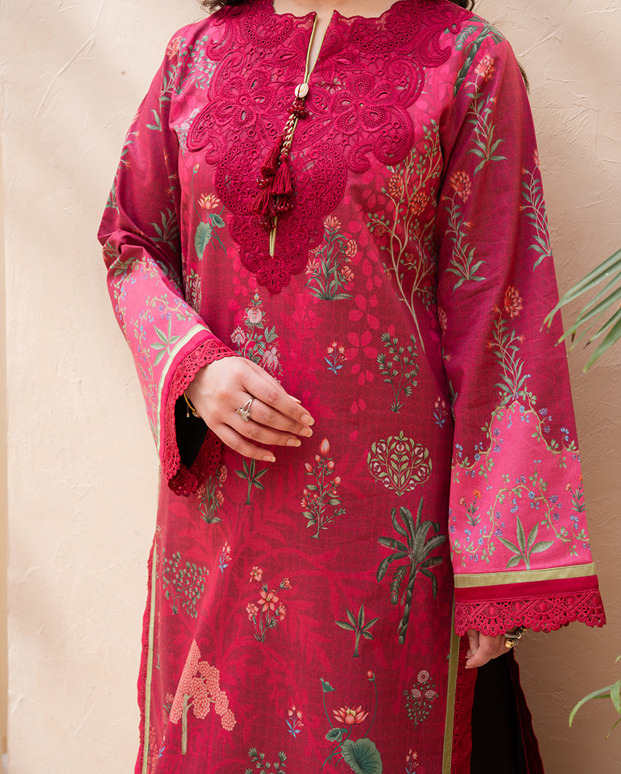 Roheenaz Summer in Bloom Printed Lawn Unstitched 3Pc Suit - FLORA POP