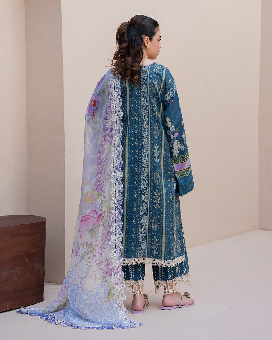 Roheenaz Summer in Bloom Printed Lawn Unstitched 3Pc Suit - BLOSSOM DRIFT