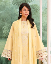 Roheenaz Veil of Summer Embroidered Lawn Unstitched 3Pc Suit - LUMIERE YELLOW