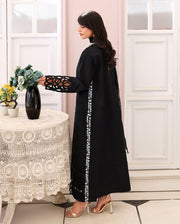 Roheenaz Veil of Summer Embroidered Lawn Unstitched 3Pc Suit - BLACK LACE