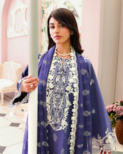 Roheenaz Veil of Summer Embroidered Lawn Unstitched 3Pc Suit - BLANC MIRAGE