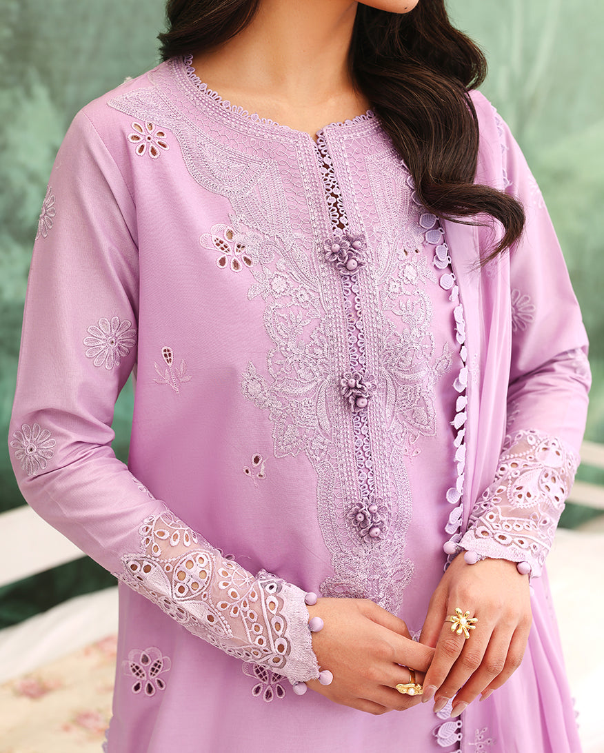 Roheenaz Veil of Summer Embroidered Lawn Unstitched 3Pc Suit - PETAL ROYALE