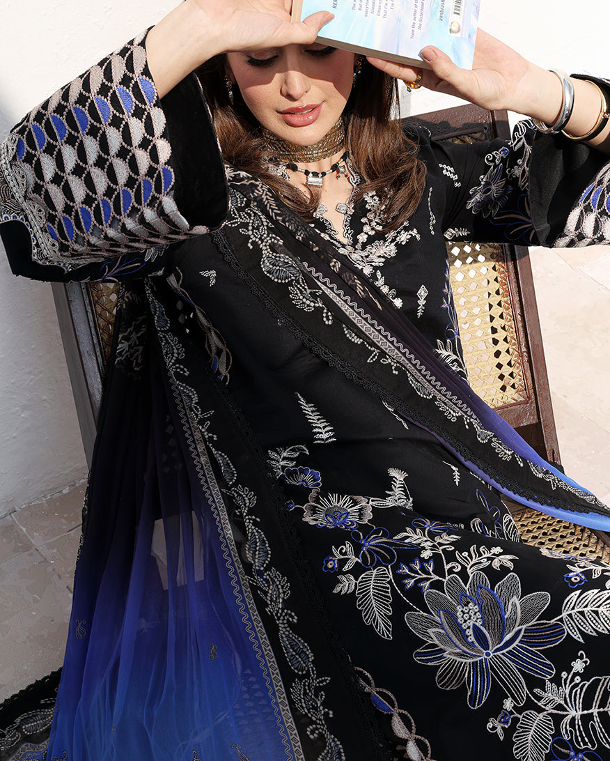 Roheenaz Floral Reverie Embroidered Lawn Unstitched 3Pc Suit - Vogue Theory