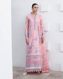 Roheenaz Floral Reverie Embroidered Lawn Unstitched 3Pc Suit - Crystal Glow