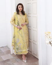 Roheenaz Floral Reverie Embroidered Lawn Unstitched 3Pc Suit - Summer Glow