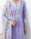Roheenaz Floral Reverie Embroidered Lawn Unstitched 3Pc Suit - Whispering Radiance