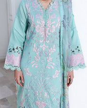 Roheenaz Floral Reverie Embroidered Lawn Unstitched 3Pc Suit - Dewy Mist