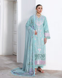 Roheenaz Floral Reverie Embroidered Lawn Unstitched 3Pc Suit - Dewy Mist