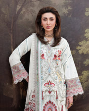 Roheenaz Floral Reverie Embroidered Lawn Unstitched 3Pc Suit - Lunar Glow