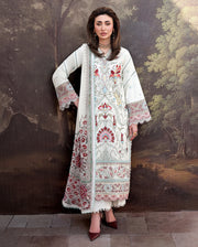 Roheenaz Floral Reverie Embroidered Lawn Unstitched 3Pc Suit - Lunar Glow