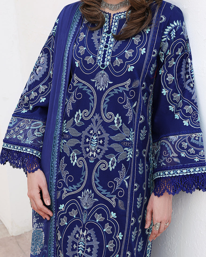 Roheenaz Floral Reverie Embroidered Lawn Unstitched 3Pc Suit - Daylight Charm