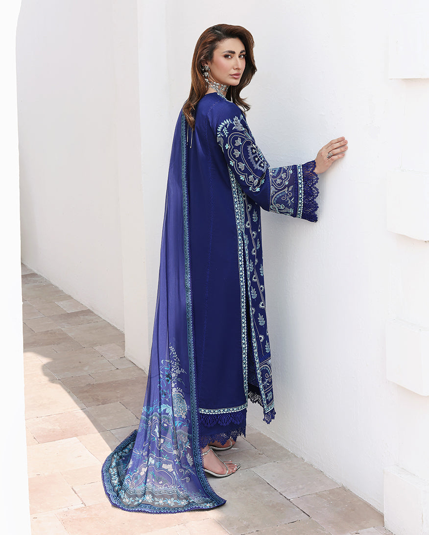 Roheenaz Floral Reverie Embroidered Lawn Unstitched 3Pc Suit - Daylight Charm