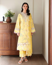 Roheenaz Sunlit Tales Embroidered Lawn Unstitched 3Pc Suit - Honey Haze