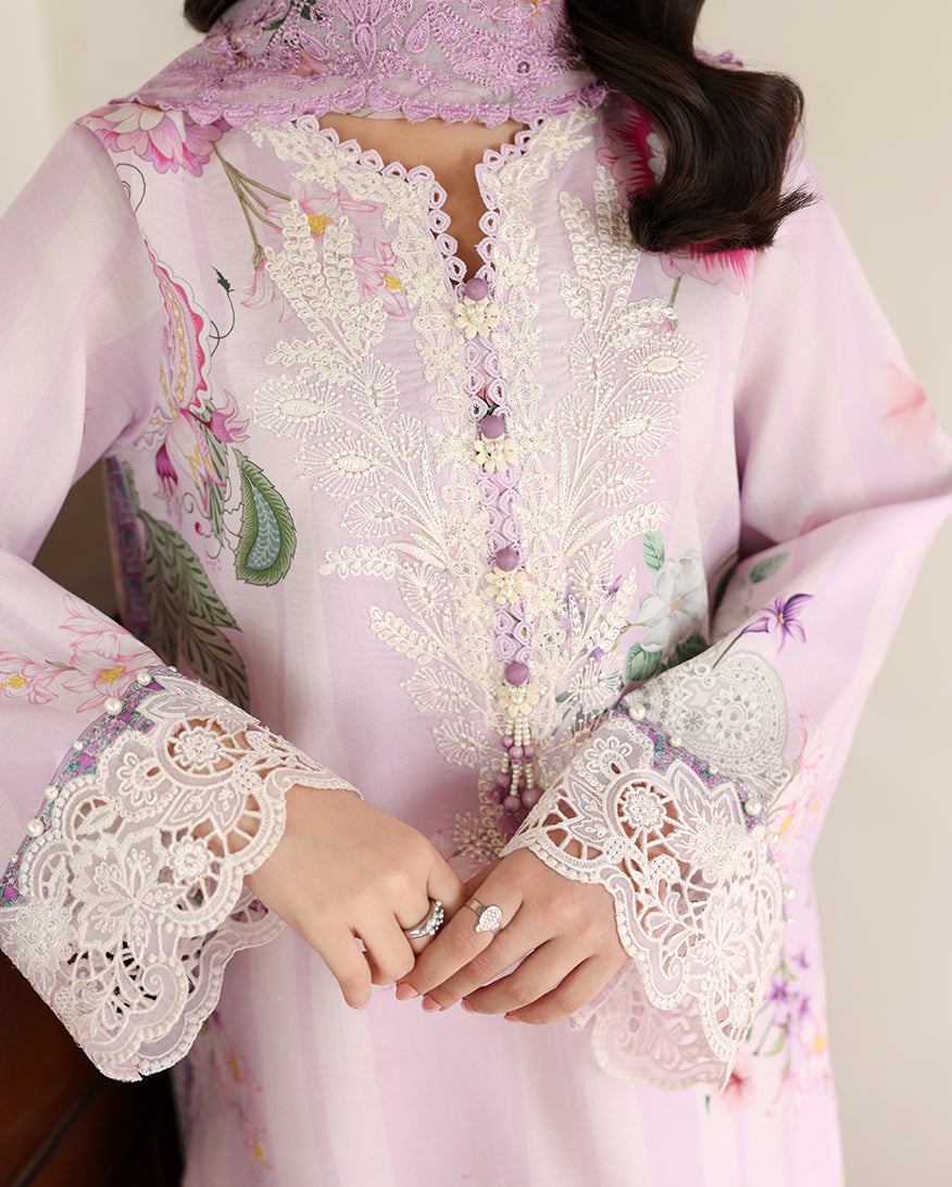 Roheenaz Sunlit Tales Embroidered Lawn Unstitched 3Pc Suit - Dandelion Dream