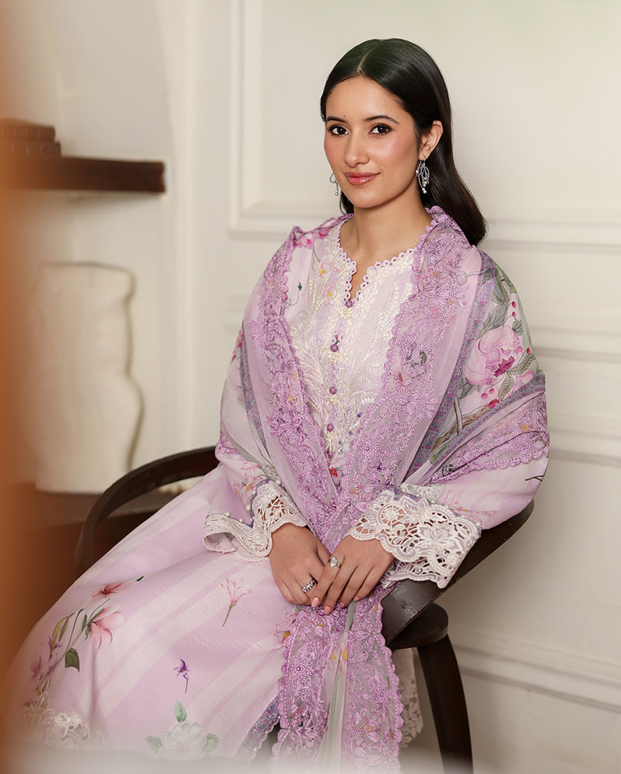 Roheenaz Sunlit Tales Embroidered Lawn Unstitched 3Pc Suit - Dandelion Dream