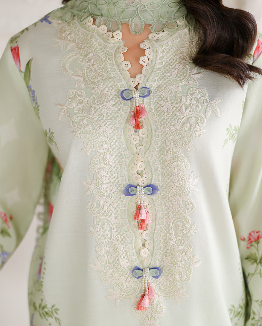 Roheenaz Sunlit Tales Embroidered Lawn Unstitched 3Pc Suit - Meadow Glow