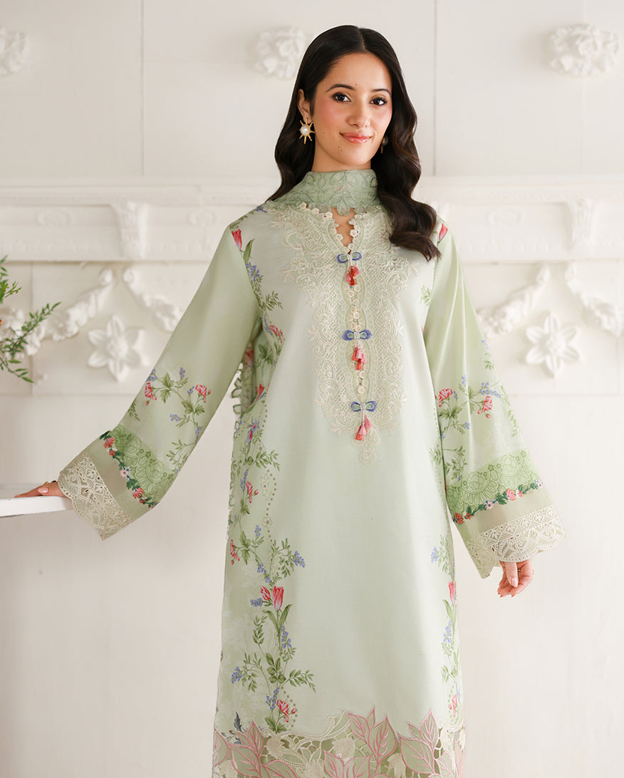 Roheenaz Sunlit Tales Embroidered Lawn Unstitched 3Pc Suit - Meadow Glow