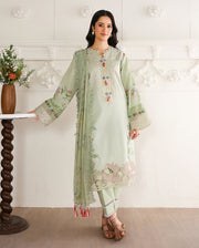 Roheenaz Sunlit Tales Embroidered Lawn Unstitched 3Pc Suit - Meadow Glow