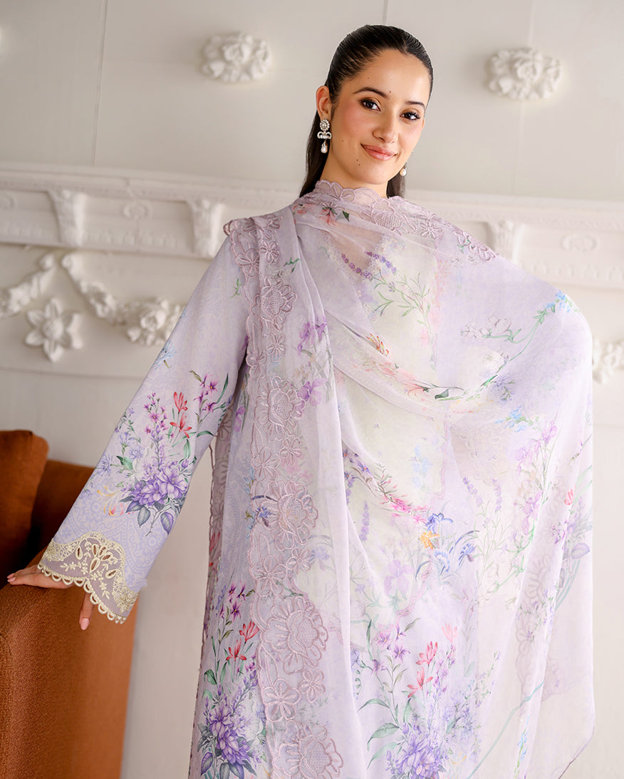 Roheenaz Sunlit Tales Embroidered Lawn Unstitched 3Pc Suit - Sunveil