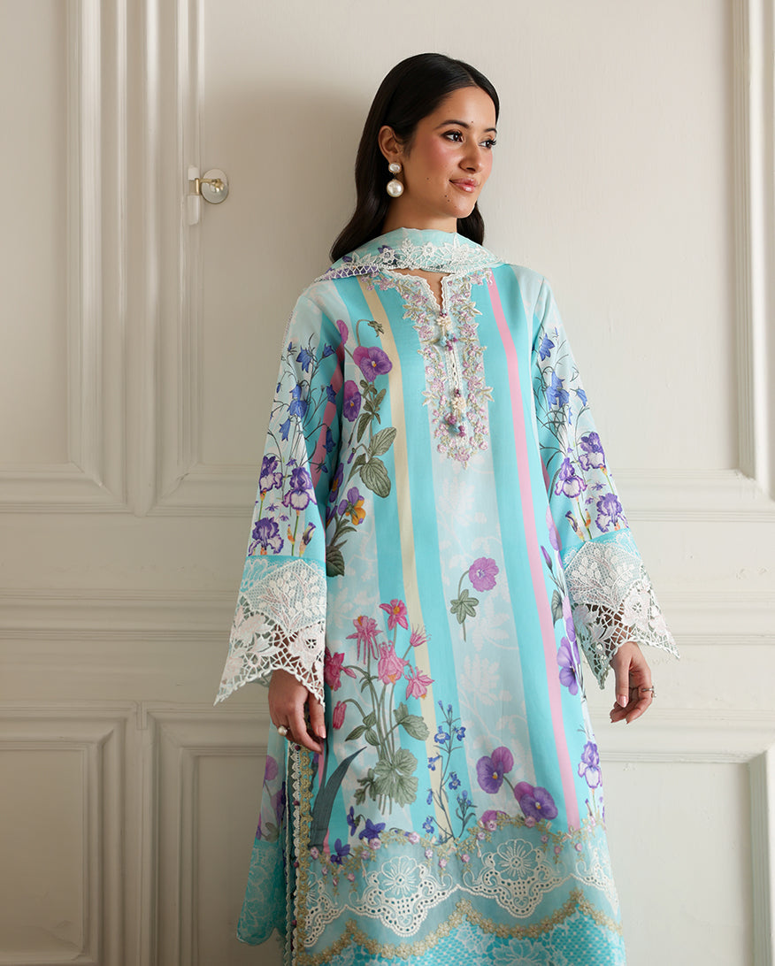 Roheenaz Sunlit Tales Embroidered Lawn Unstitched 3Pc Suit - Sunbeam Story