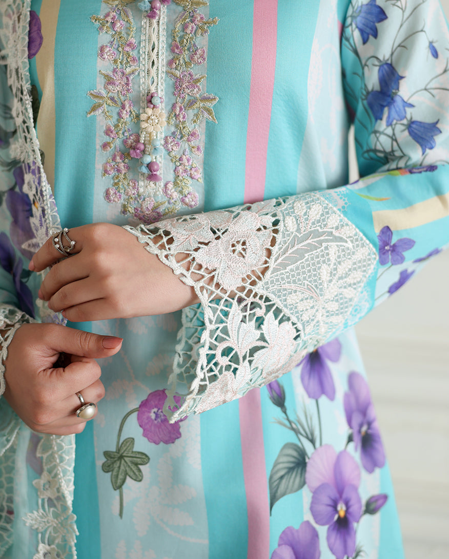 Roheenaz Sunlit Tales Embroidered Lawn Unstitched 3Pc Suit - Sunbeam Story