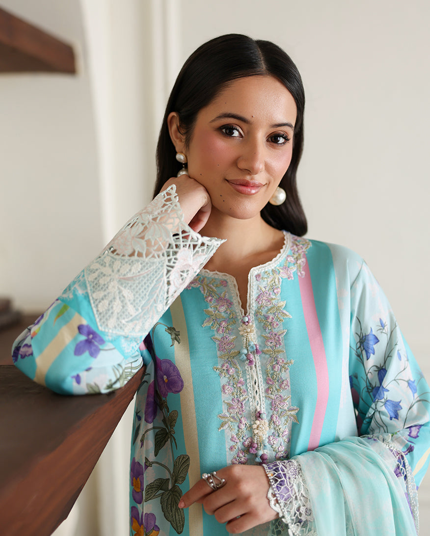 Roheenaz Sunlit Tales Embroidered Lawn Unstitched 3Pc Suit - Sunbeam Story
