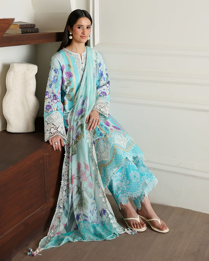 Roheenaz Sunlit Tales Embroidered Lawn Unstitched 3Pc Suit - Sunbeam Story