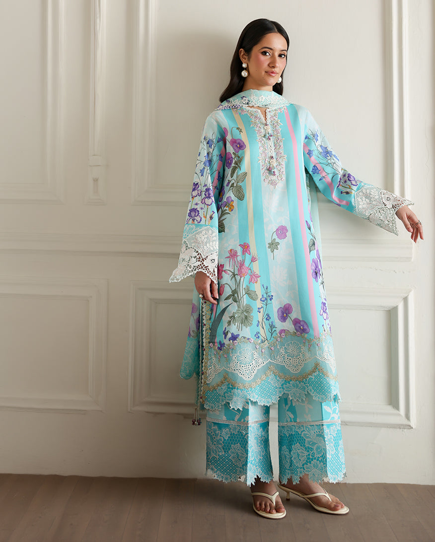 Roheenaz Sunlit Tales Embroidered Lawn Unstitched 3Pc Suit - Sunbeam Story
