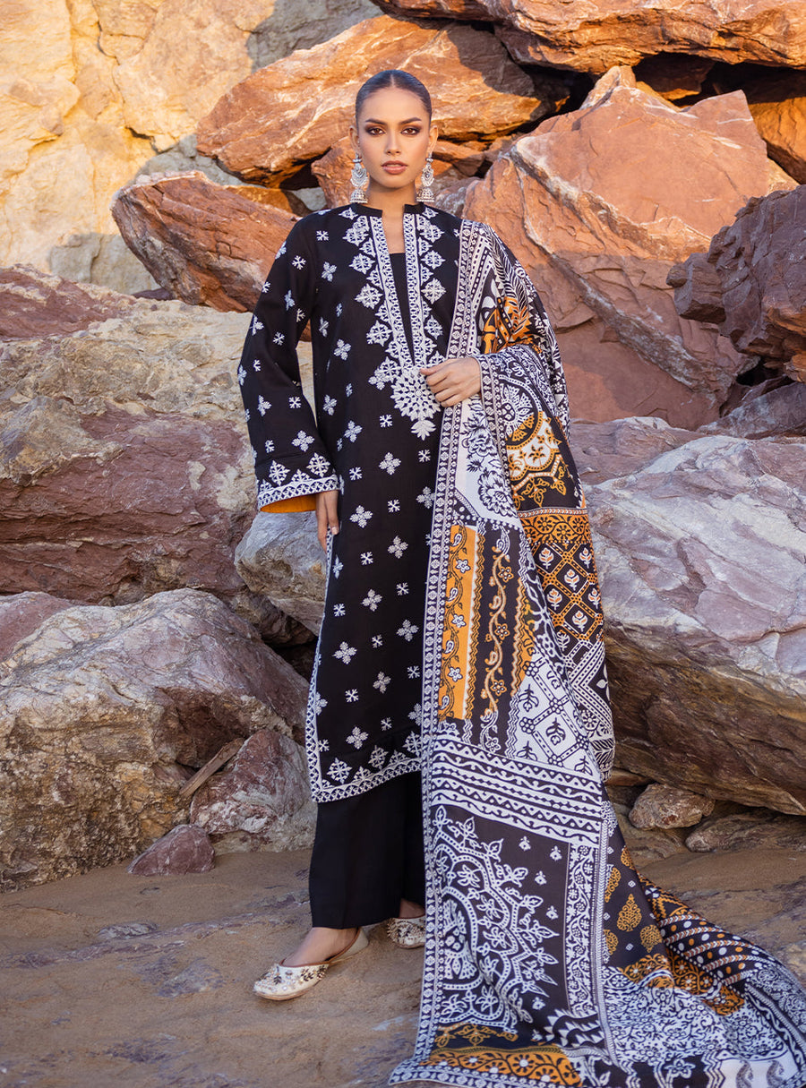 Zainab Chottani Embroidered Herringbone Unstitched 3Pc Suit D-09 Ryma